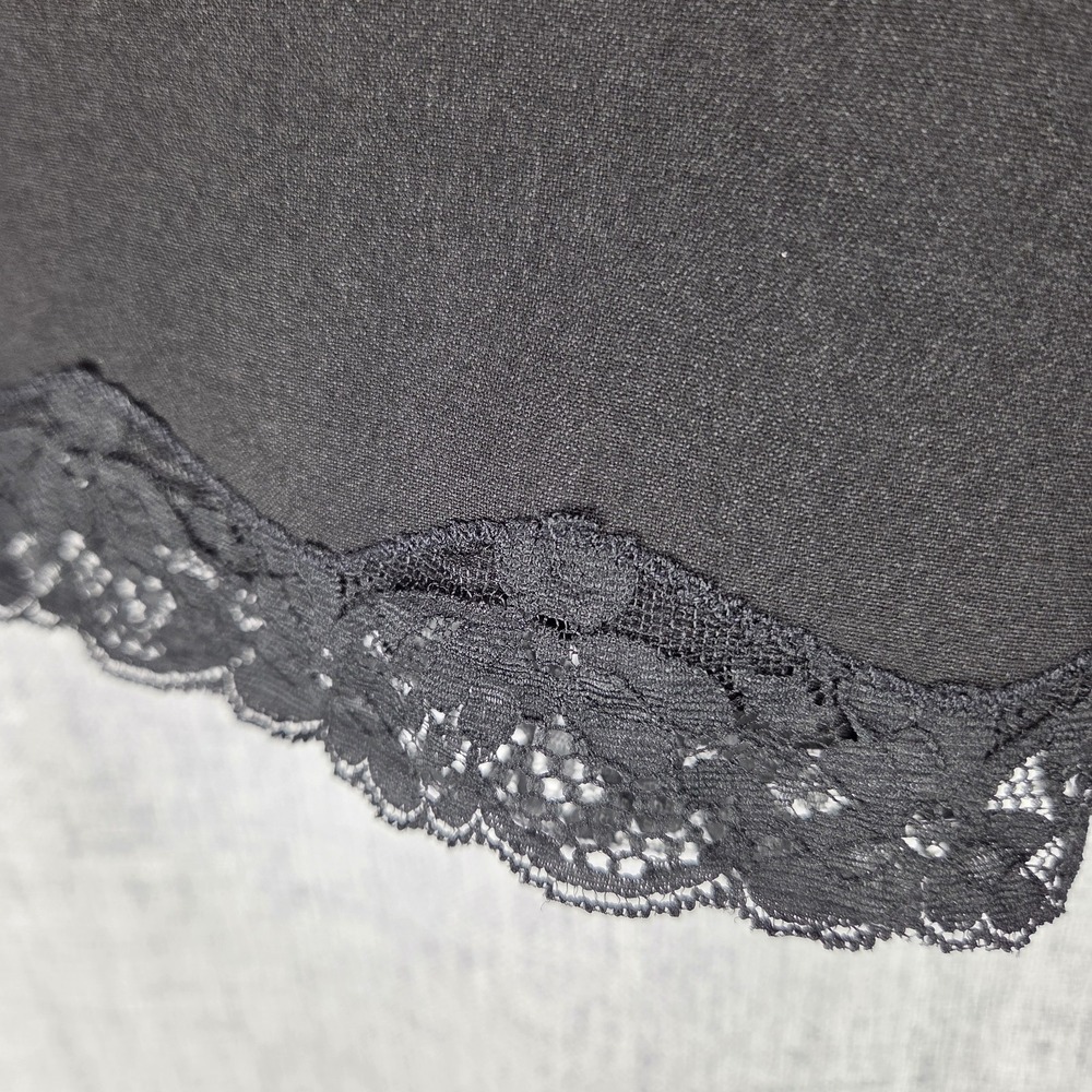 Vtg 90s Limited SZ 4 Black Midi A-Line Skirt Y2K Lace Hem Lined Office Siren - Picture 4 of 11